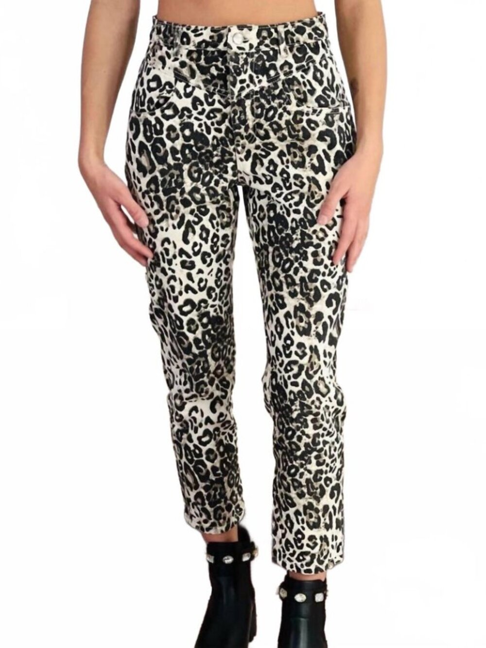 Lelis by Dressed in LALA High Rise Denim Cheetah Print Jeans